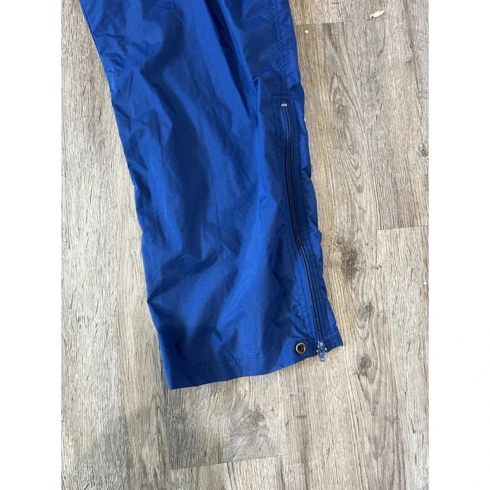 White Sierra Mens Medium Nylon Hiking Pants Blue Zip Ankle Snap Outdoor Vintage